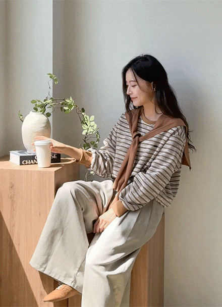 단가라 맨투맨 숄 세트