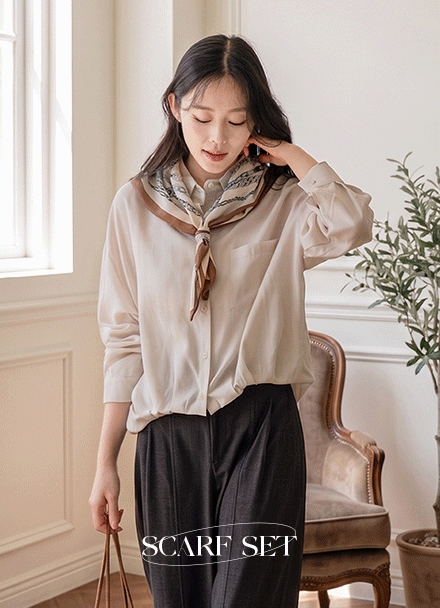 소프트 언발 스카프 세트 셔츠