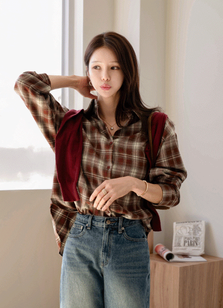 로그 체크 남방 셔츠