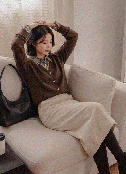 체크 셔츠 레이어드 가디건