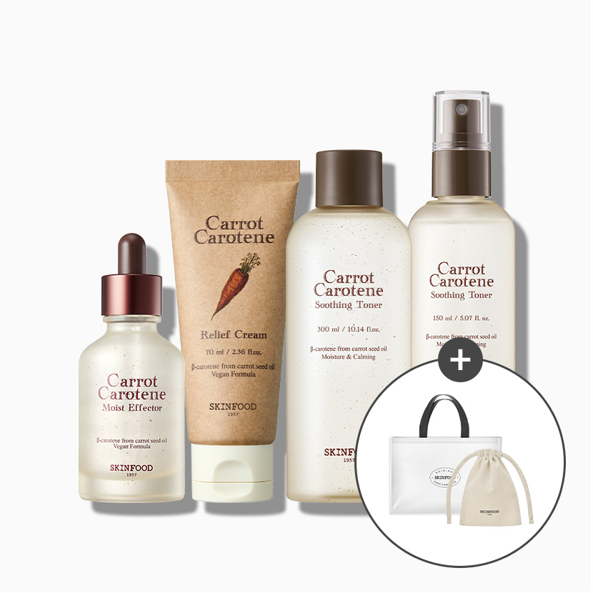 캐롯 수분진정 GIFT SET (토너&미스트+이펙터+크림) (에코백+파우치 증정)