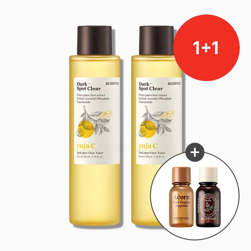 [1+1] 유자씨 잡티 맑음 토너 200ml 2개 (에이콘 앰플&판토테닉 토너 14ml 증정)
