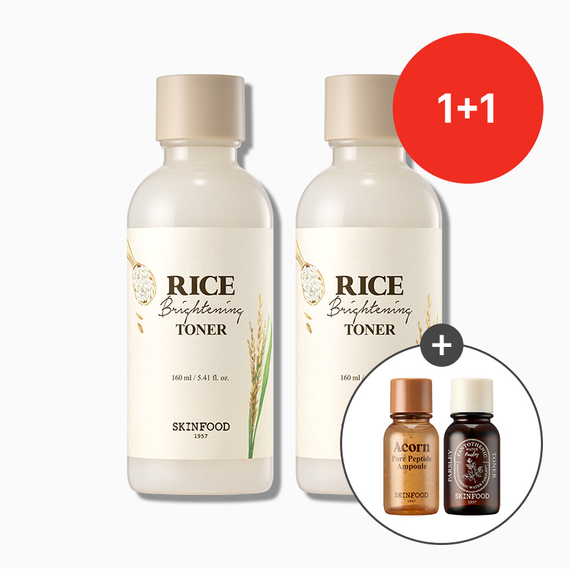 [1+1] 라이스 브라이트닝 토너 160ml 2개 (에이콘 앰플&판토테닉 토너 14ml 증정)