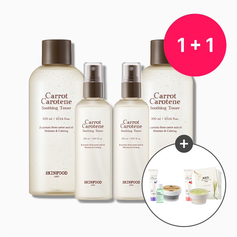 [1+1] 당근 수딩토너 & 미스트 세트 (300ml+150ml) 2개 (증정 선택)